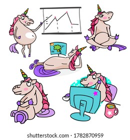 Set of unicorns. Unicorns illustration on white background