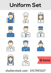 Set of Uniform Icon In Flat Style.