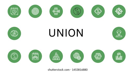 Set of union icons such as World pride day, Jack, Ying yang, Merge, Armillary sphere, Yin yang, Community , union
