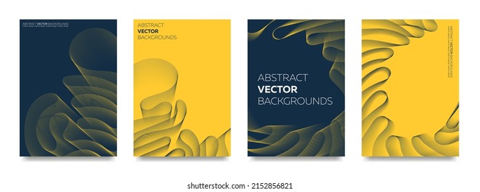 A set of unique, abstract backgrounds in A4 size with curved lines. Vector.