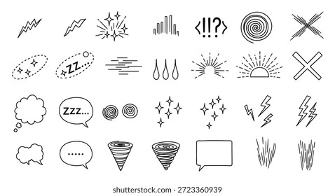 Ein Satz einzigartiger abstrakter schwarzer Linien Kunstsymbole auf weißem Hintergrund