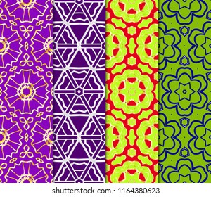 Set of Unique, abstract geometric pattern. Seamless vector illustration. linear background, lace texture, tribal ethnic arabic, fashion decorative ornament