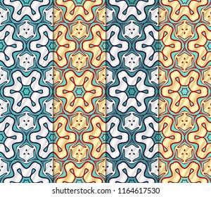 Set of Unique, abstract geometric pattern. Seamless vector illustration. linear background, lace texture, tribal ethnic arabic, fashion decorative ornament.