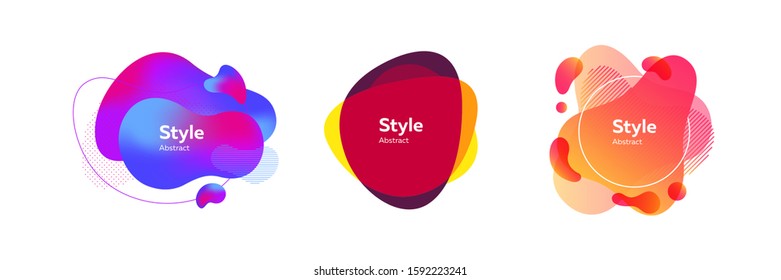 Set of unique abstract graphic figures. Design template for logo, flyer or presentation. Abstract form dynamic composition. Modern style vector illustration