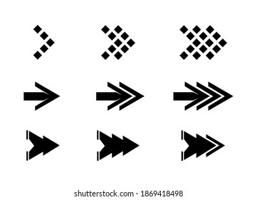 Conjunto de diseños de símbolos de flechas únicos aislados en fondo blanco