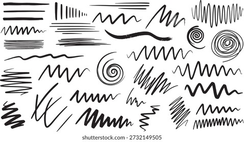 Un conjunto de patrones únicos de línea negra sobre un fondo liso