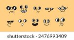 Set of Unique Cartoon Face Expressions with Different Emotions - Vector Illustration of Funny and Sad Faces with Sunglasses, Googly Eyes, and Various Mouths - Perfect for Emojis, Stickers, etc