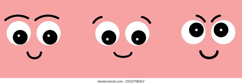 Conjunto de expresiones faciales únicas de dibujos animados con diferentes emociones, Ilustración vectorial de divertidos y tristes, ojos desagradables y varias bocas, perfecto para emojis, pegatinas, etc