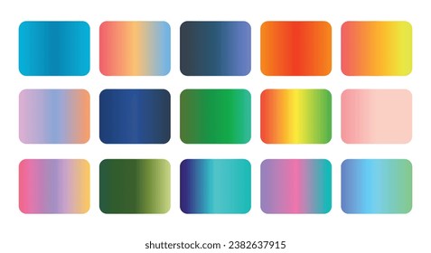 Set of unique colorful gradient vector color palette illustration, Exceptional gradient combinations for distinctive design projects