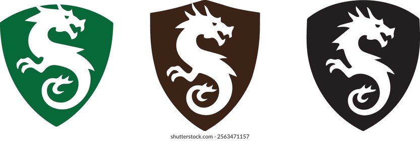 A set of unique dragon logo with Shields