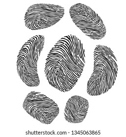 Set with unique fingerprint isolated on white background. Collection of identification scans. eps 10