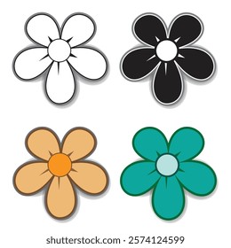 Set of unique flower icons