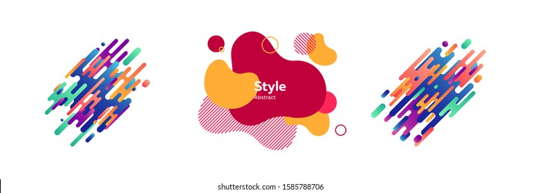 Set of unique geometric designs. Design template for logo, flyer or presentation. Abstract form dynamic composition. Modern style vector illustration