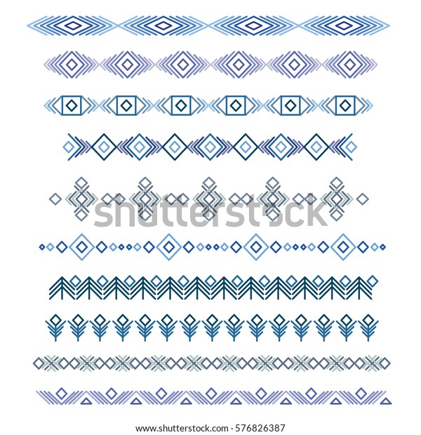 Set of unique geometric \
friezes,separators, borders made in a line style vector.Horizontal\
colorful band. Easy to use for frieze, edge, end,\
side.