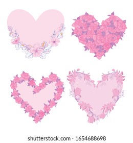 Conjunto de corazones únicos dibujados a mano. Conjunto de iconos de la mano vectorial. Ilustración aislada en fondo blanco.