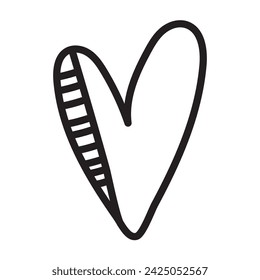 Set of unique hand drawn hearts. Black pencil drawing heart love objects on white. Scribble hearts doodle line. Valentine's day symbols. Romantic vector illustration for design wedding invitation card