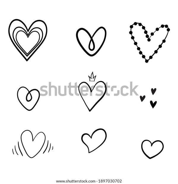 Set Unique Hand Drawn Hearts Set Stock Vector (Royalty Free) 1897030702 ...