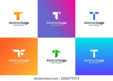 Set of unique letter T logo design