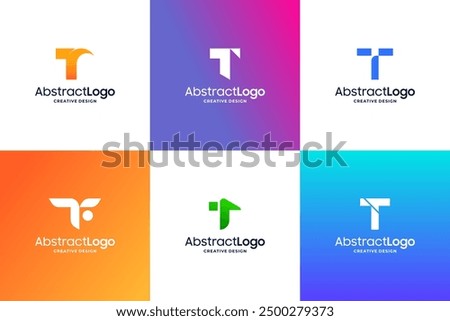 Set of unique letter T logo design