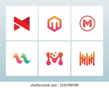 Set of Unique modern creative abstract M initial letter logo collection design Part 01
