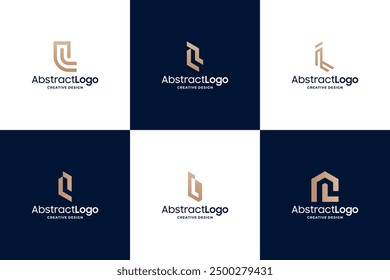Set of unique monogram letter L logo design