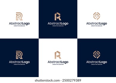 Set of unique monogram letter R logo design