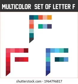 conjunto de ilustración vectorial de diseño de logotipo de letras F multicolor único