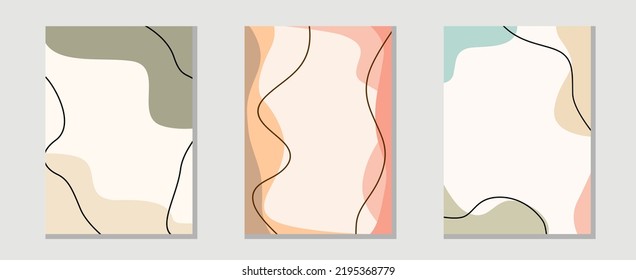 Set of unique pastel color abstract background designs. Hand drawn various shapes of patterns and objects. trendy vector illustration with unique colors for social media, posts, stories, posters.