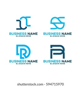 set unique R / RR initial logo vector illustration