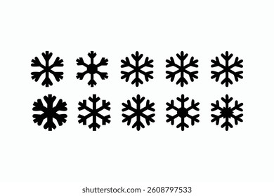 Set of Unique Snowflake Shapes Isolated on White
