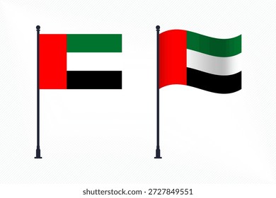 Conjunto de banderas de los Emiratos Árabes Unidos aisladas para la celebración del Día de la Independencia