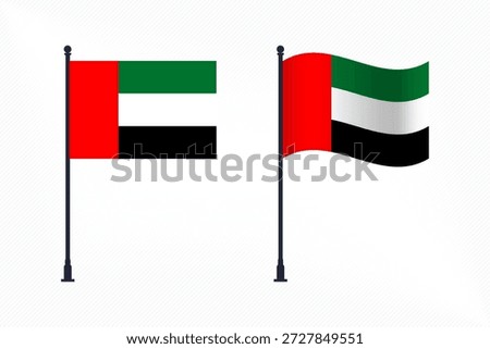 Set of United Arab Emirates Flags Isolated for Independence Day Celebration