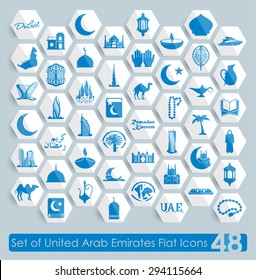 Set of United Arab Emirates flat icons for Web and Mobile Applications