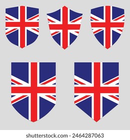 Set of United Kingdom Flag in Shield Shape Frame