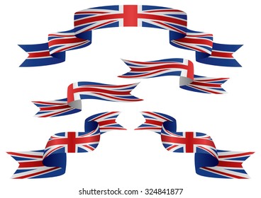 Set of United Kingdom insignia in different shape of ribbons