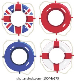 set of united kingdom life saver rings isolated on white