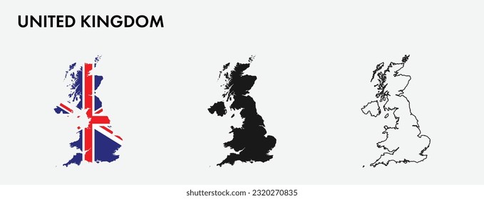 Set of united kingdom map isolated on white background, vector illustration design