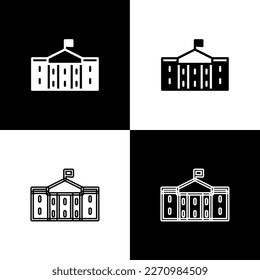 Set United States Capitol Congress icon isolated on black and white background. Washington DC, USA.  Vector