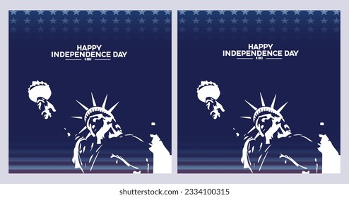 set of united states independence posters, with liberty statue elements.