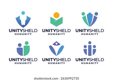 Set of unity shield logo design template