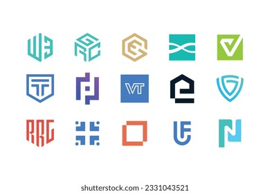 Conjunto de diseño de logotipo abstracto universal para empresas