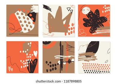 Set with universal artistic cards for your design. Trendy design for poster, card, cover, invitation, placard, brochure, flyer. EPS 10.