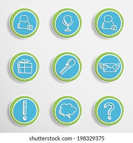 Set of universal buttons with drawing icons.
