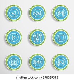 Set of universal buttons with drawing icons.