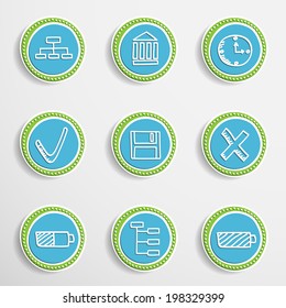 Set of universal buttons with drawing icons.