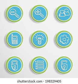 Set of universal buttons with drawing icons.