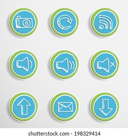 Set of universal buttons with drawing icons.