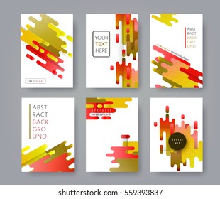 Set universal cards with composition of rounded shapes. Flat creative minimalist design. Template for posters, brochures, flyers, placards, book covers, presentations, invitation. Isolated. A4 size 