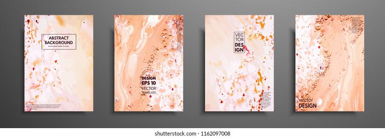 Set of universal cards. Fluid art. Hand drawn cards with abstract grunge textures. Use for printed materials, invitations, greeting cards, covers, placards, posters, postcards, brochures and flyers.