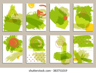 Set of universal cards. Hand Drawn textures.  Design for banner, poster  invitation placard brochure flyer. Vector. Isolated.